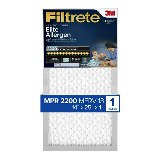 Nordic Pure 14x25x1 MPR 2200 Healthy Living Elite Allergen Replacement AC Furnace Air Filters 1 Pack 